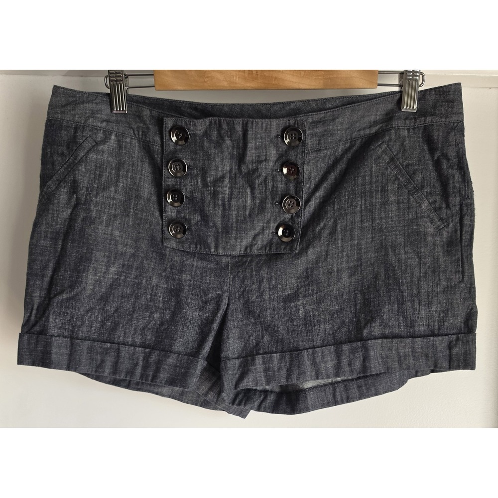 Gianni Bini Shorts Size 12 Casual Solid Dark Blue Cotton Women Nautical